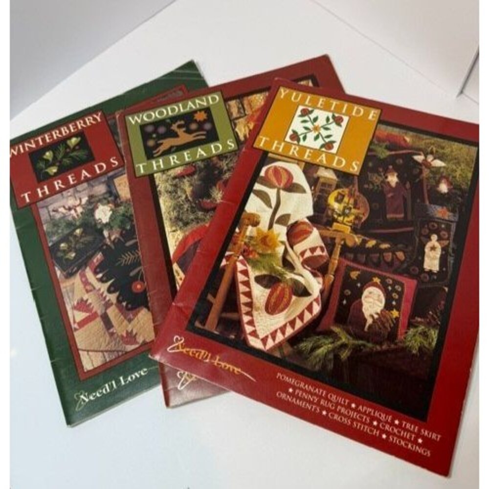 LOT of 3 Need'l Love Primitive Pattern Books 1990"s